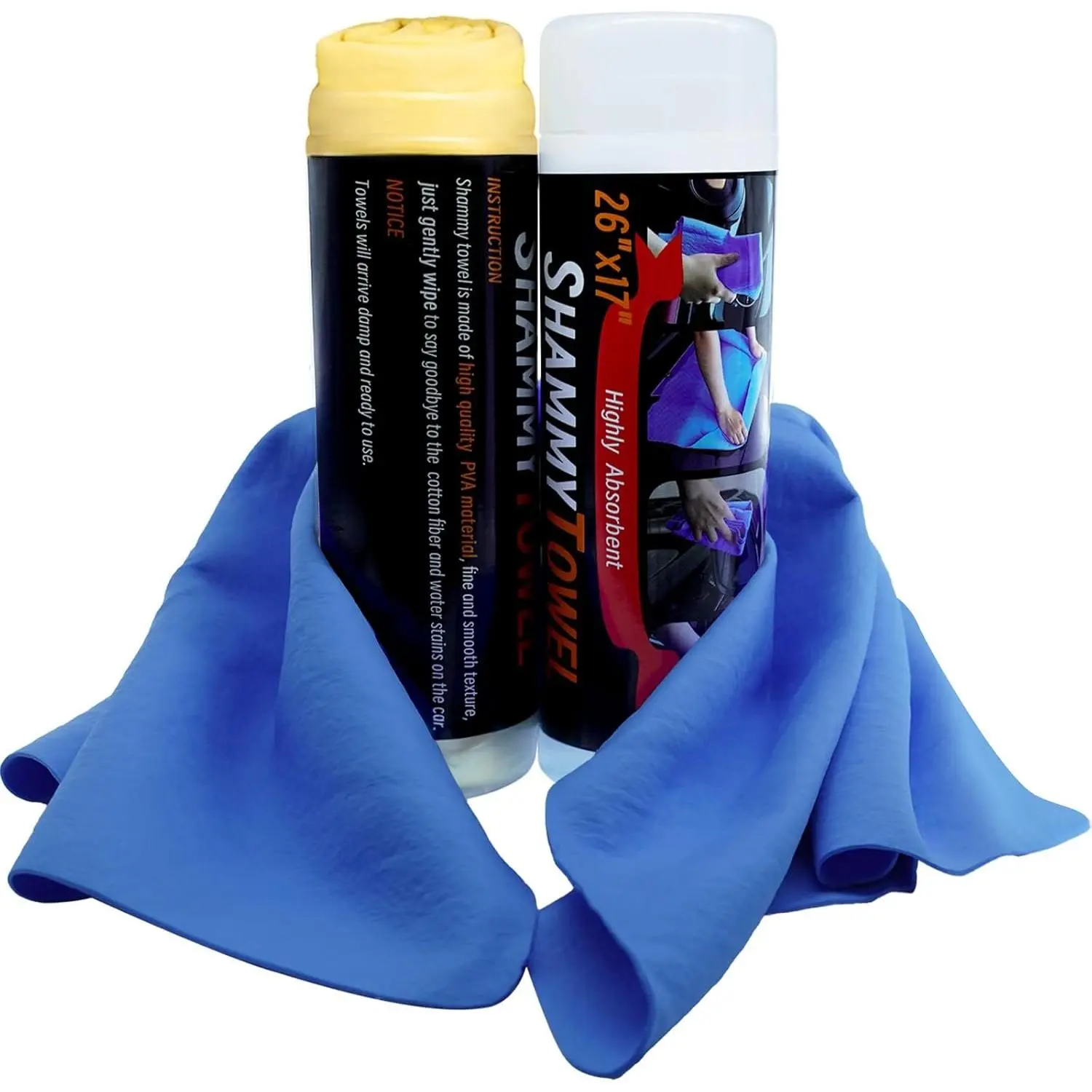 Shammy Cloth 2 Pack | Super Absorbent Synthetic Chamois, 26x17, for , Bathroom, Pets, Dust,  Non-Scratch, Yellow & Blue