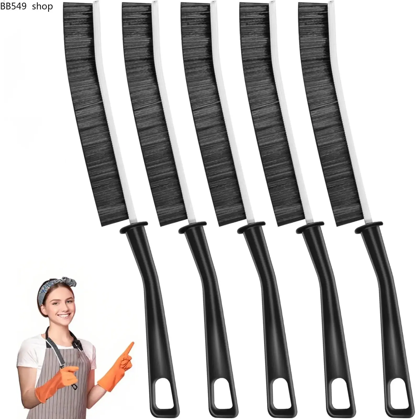 Mom's Ultimate Crevice Cleaner Pack - 5 Multifunctional Hard Bristle Brushes for Tile Grout, Window Tracks & Hidden Grime Home Tools Gadgets Handle Cleaning,Multifunctional Gap Scrub,  Bathroom Cleaner Tools for Household Use,brush pro Hardware Hammer sum
