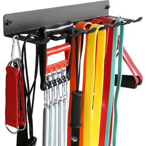 Multi-Purpose Gym Equipment Storage Rack Resistance Bands Storage Hanger Barbell Rack Heavy Duty Gym Rack for Exercise Bands, Lifting Belts and Jump Ropes