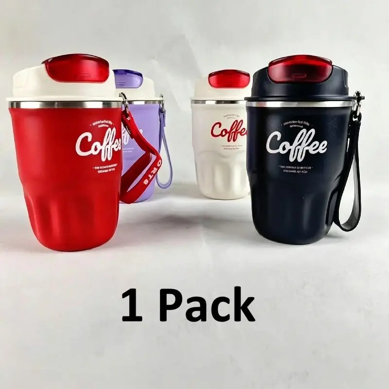 Portable Coffee Vacuum Flask, Stainless Steel Insulated Water Bottle, Travel Coffee Mug with Lid & Handle, Ideal for Home, Office, Outdoor Use