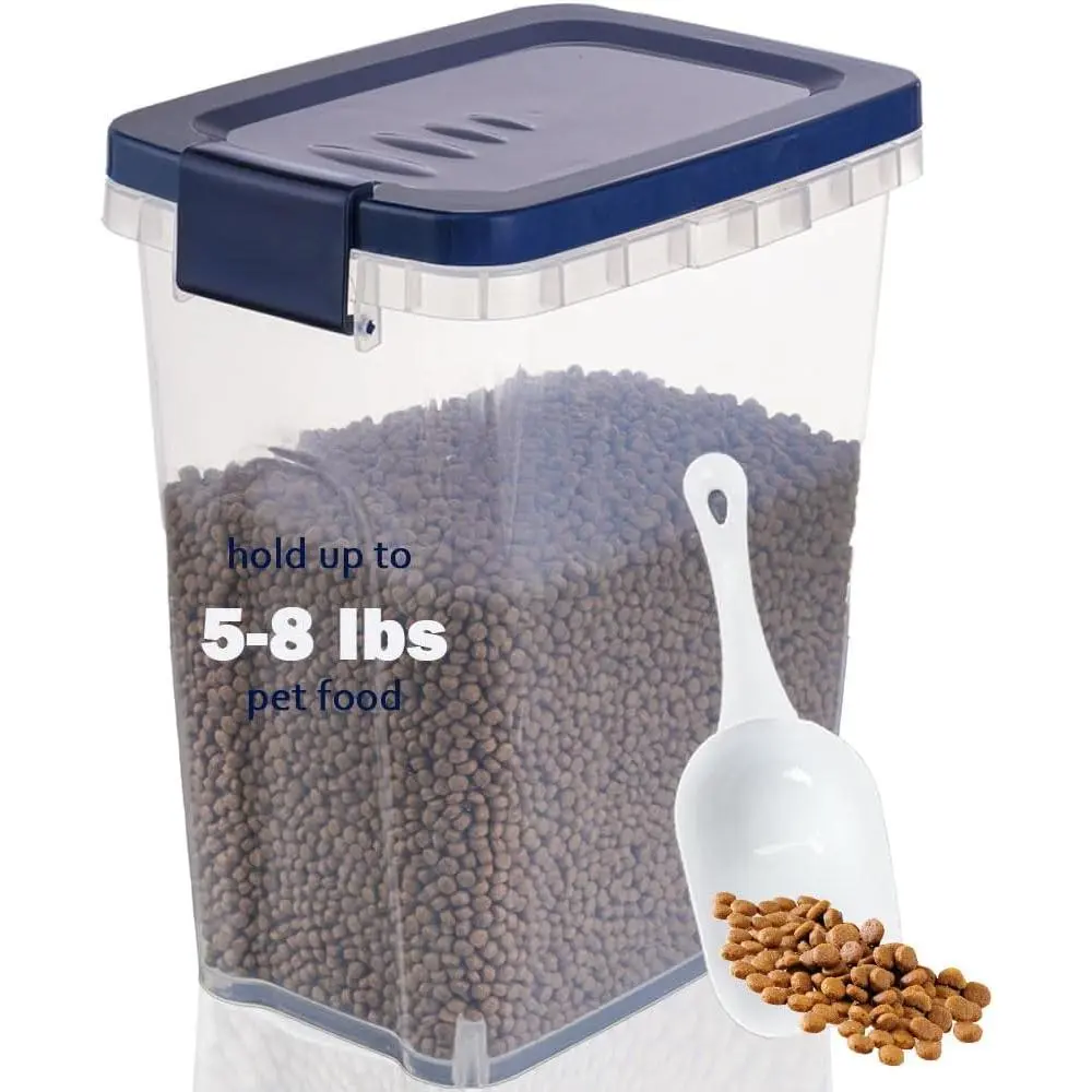 Dog and Cat Food Storage Container with Scoop - 5-10 Lbs Pet Food Container with Airtight Lid, Dry Food Bin BPA Free, Kibble Container, for Pet, Cat, Dog, Bird Seed