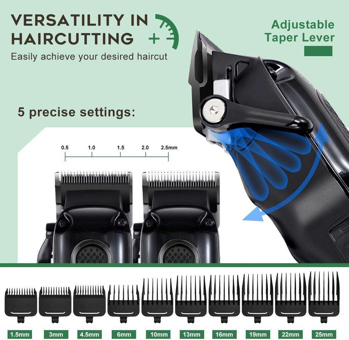 Hair Clippers for Men Professional,Clippers and Trimmers Set T- Barber Clippers Set Cordless Clippers  Kit Rechargeable Beard Trimmers Type C Barbers Haircut Kit Green