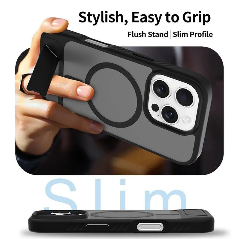 Magnetic Phone Cases for IPhone 17, Hidden Stand Phone Cases for IPhone 16 Pro Max, Drop-proof Phone Cases for IPhone 15