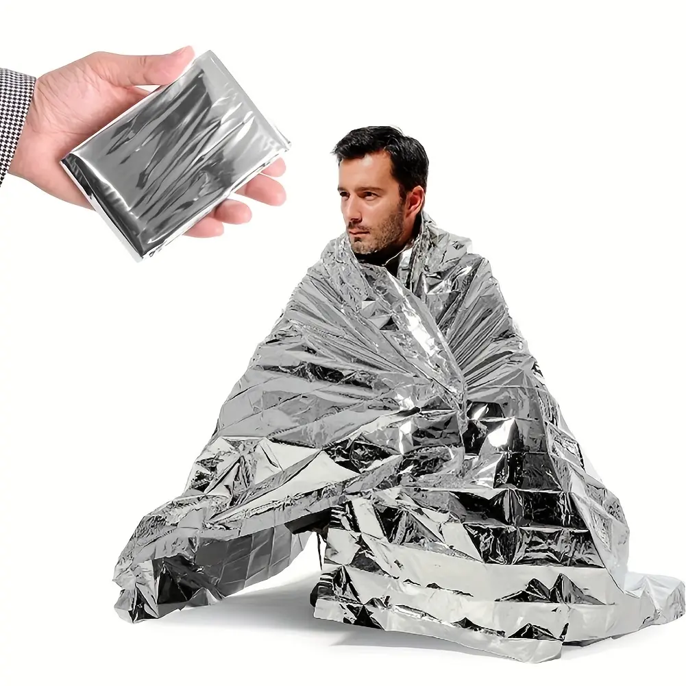 2-Pack Outdoor Portable Multi-Functional Emergency Insulation Blanket, 210x160cm Silver Color Survival Blanket, Sun Protection Blanket