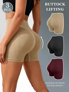 Women's High Waist Shaping Shorts Set, Sculpting Thigh Lifting & Belly Control Underwear, Shapewear, Ideal Yoga Safety Shorts, Tummy Control, 3 Piece Pack