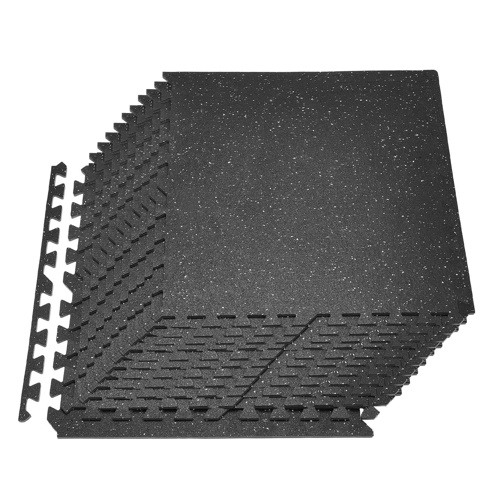 Puzzle Exercise Mat Set - 24-Piece Fitness Mats, 24 X 24 X 0.4 In High-Density EVA Foam Interlocking Tiles, Soft Rubber Floor Padding With White Dots For Home Gym And Office Use Durable