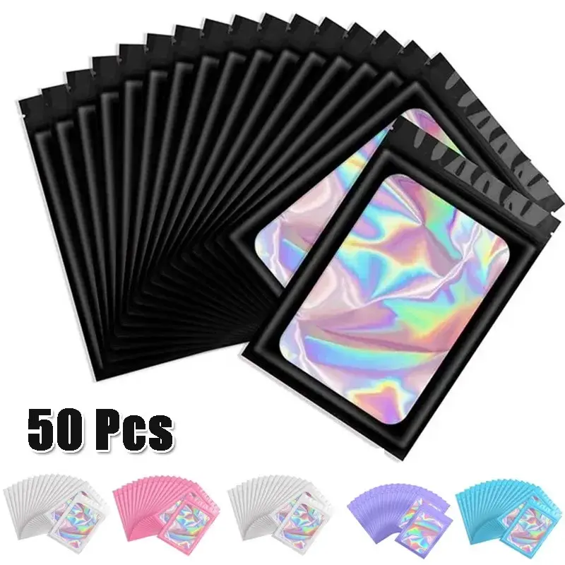 50Pcs Colorful Self Sealing Bag, Plastic Storage Bags, Snack and Candy Packaging Bag, Sealed and Preserved Nuts, Tea Leaves, Coffee Beans, Cookies, Hair Accessories, Earrings, Bracelets, DIY Small Accessories Are Individually Packaged in Separate Bags