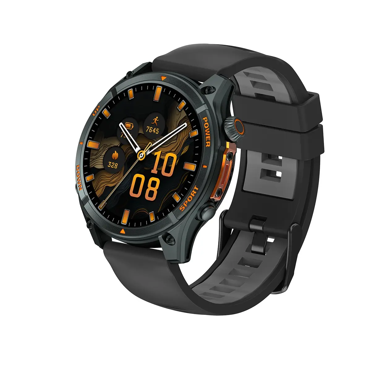 Outdoor Sports Smartwatch with GPS, 1.43 Inch Amoled Screen, 5ATM Waterproof, 450mah Battery, Multiple Sport Modes, Analog-Digital Display, Wireless Phone Call, Pedometer, Calorie Count, Smart Watch with Built in GPS