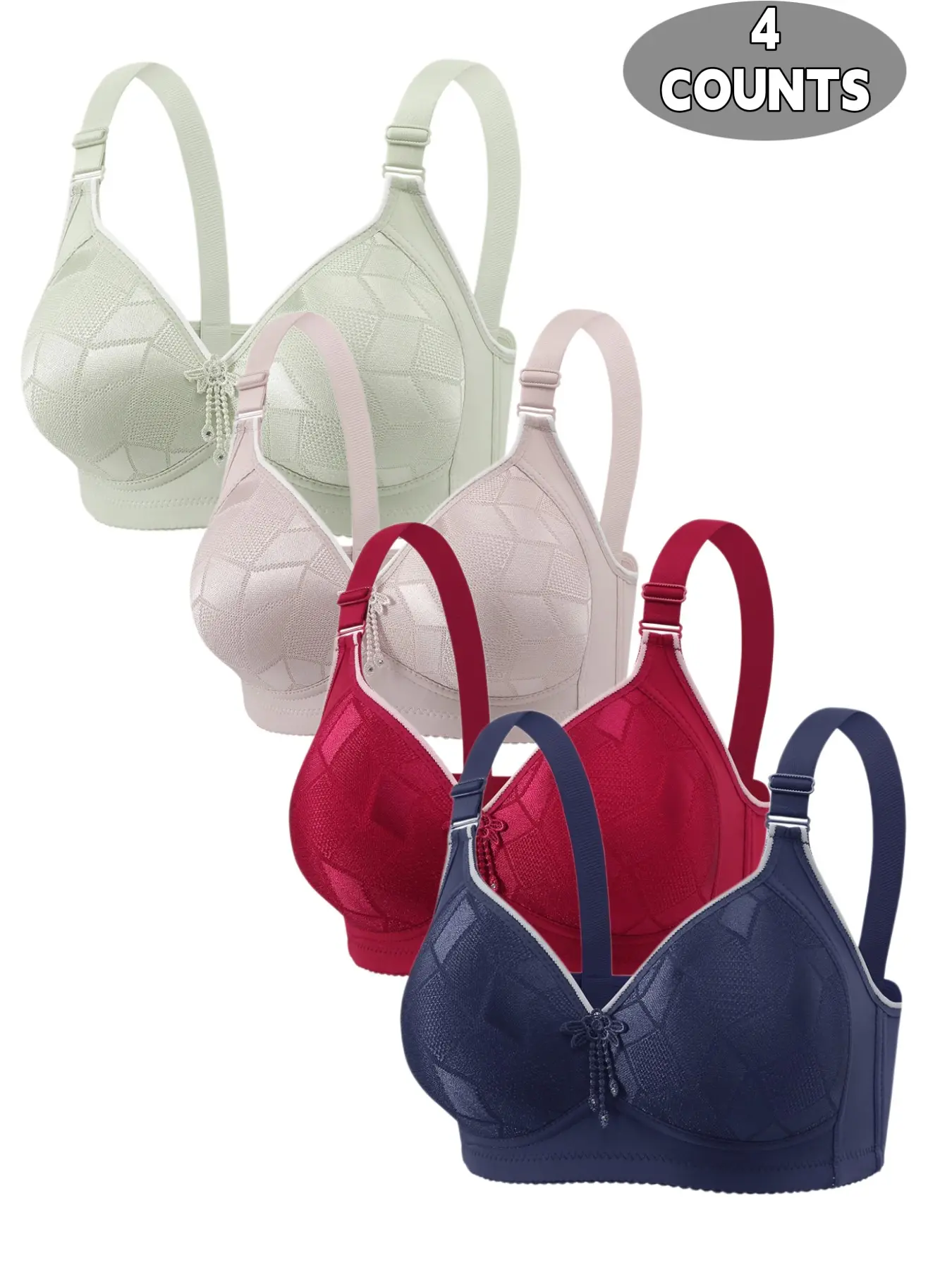 Women's Solid Wireless Adjustable Strap Elegant Push Up Bra, Soft Comfortable Breathable Bra, Women's Lingerie for All Seasons