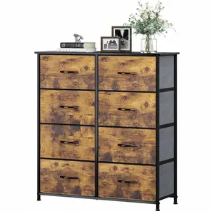 Homnibu 8-Drawer Dresser, Furniture Storage Tower Cabinet, Organizer Bedroom, Living Room, Hallway, Closet & Nursery, Sturdy Steel Frame, Wooden Top, Easy-To-Pull Bins(Rustic Brown) Halloween Decorations Halloween Costumes Autumn Decor Festival Decor Back