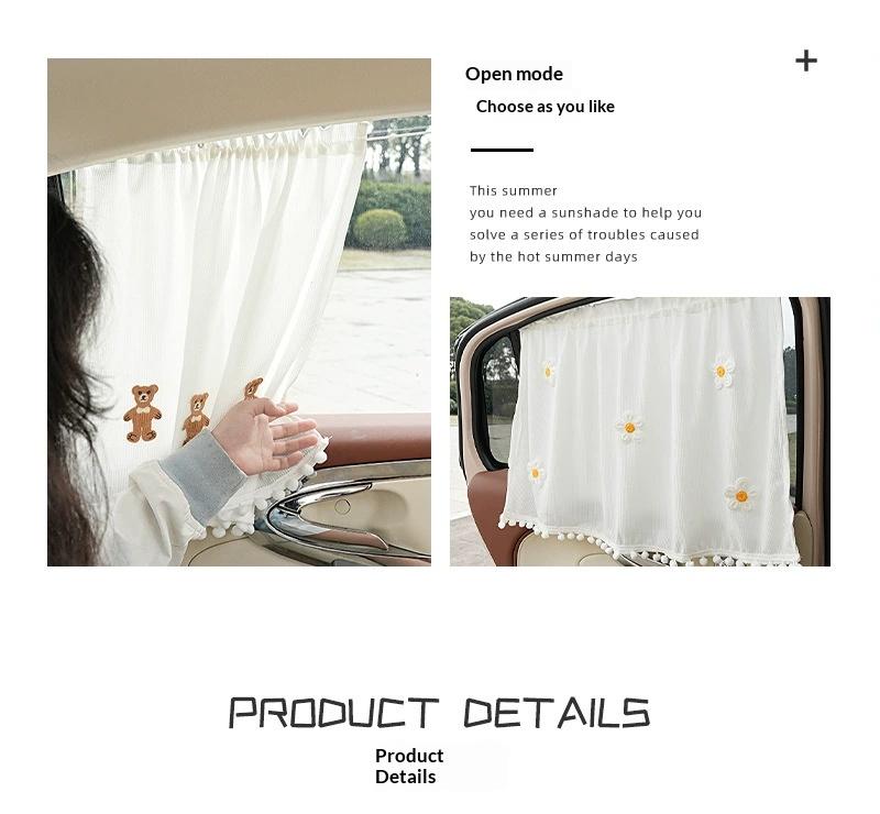 Car sunshade curtain for summer, fresh floral design, car sunshade curtain, interior sun protection and privacy curtain