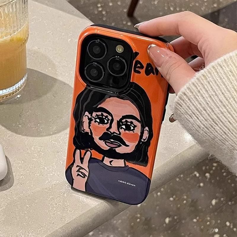 Graffiti Cartoon Couple iPhone Case - Retro Street Art Protective Cover for 11/12/13/14/15/16/17 Pro Max iPhone Case