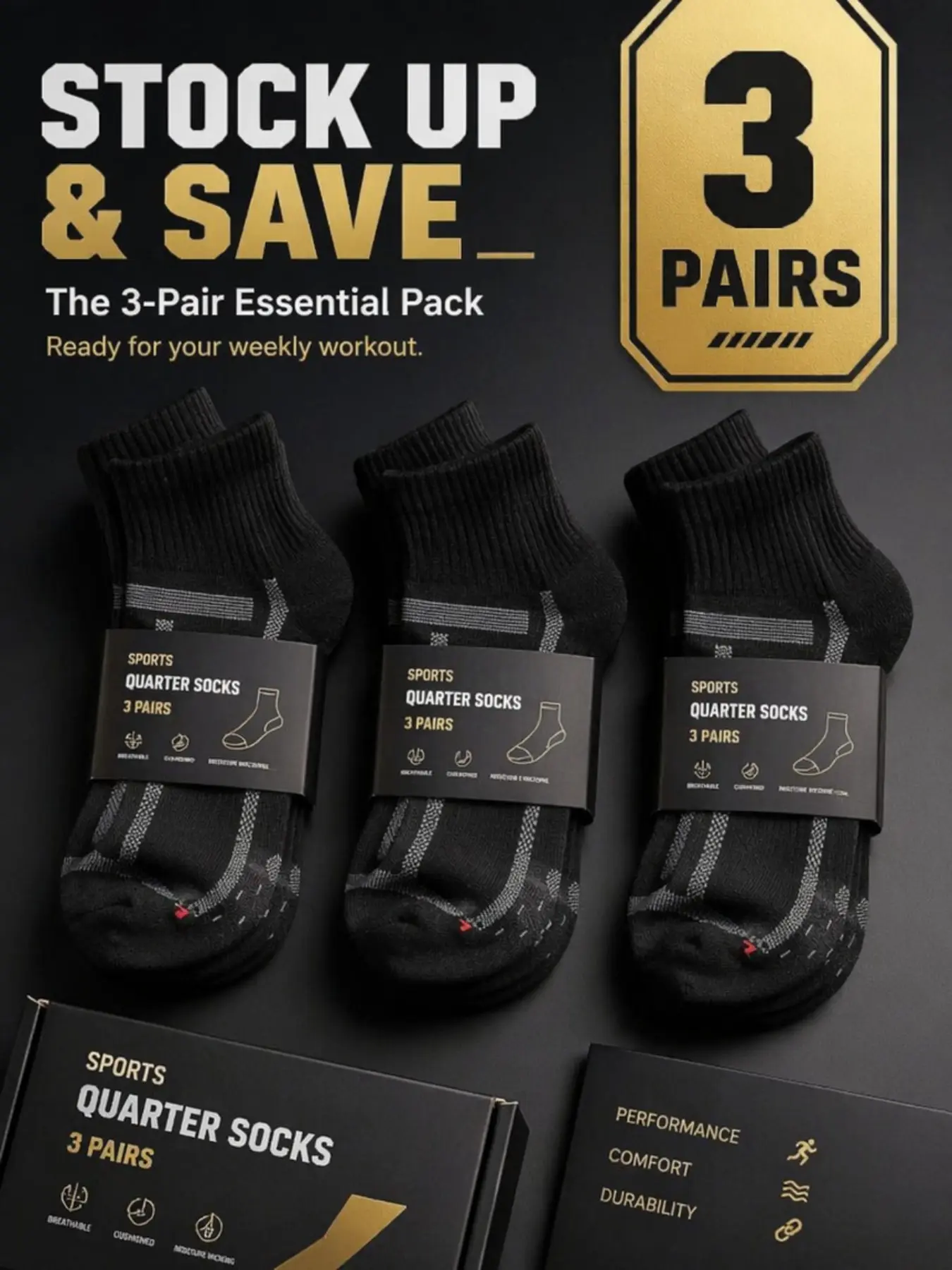 DANISH ENDURANCE Long Distance Running Socks — Prevents blisters, cushioned, moisture-wicking, quick-drying; marathon running sports socks for men and women, 3 pairs