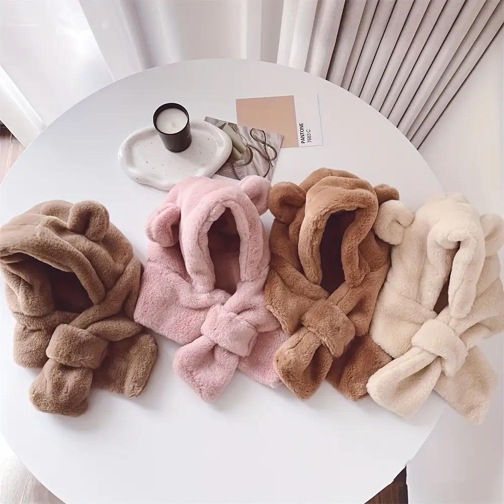 All-In-One Acrylic Bear Hat And Scarf Set for Babies, Kids 0-3 Years - Hand Washable, Fitted, Lightweight, Weaved Ear Protection Cap - Festive Christmas Accessory for Boys And Girls (1pc, Multicolor)