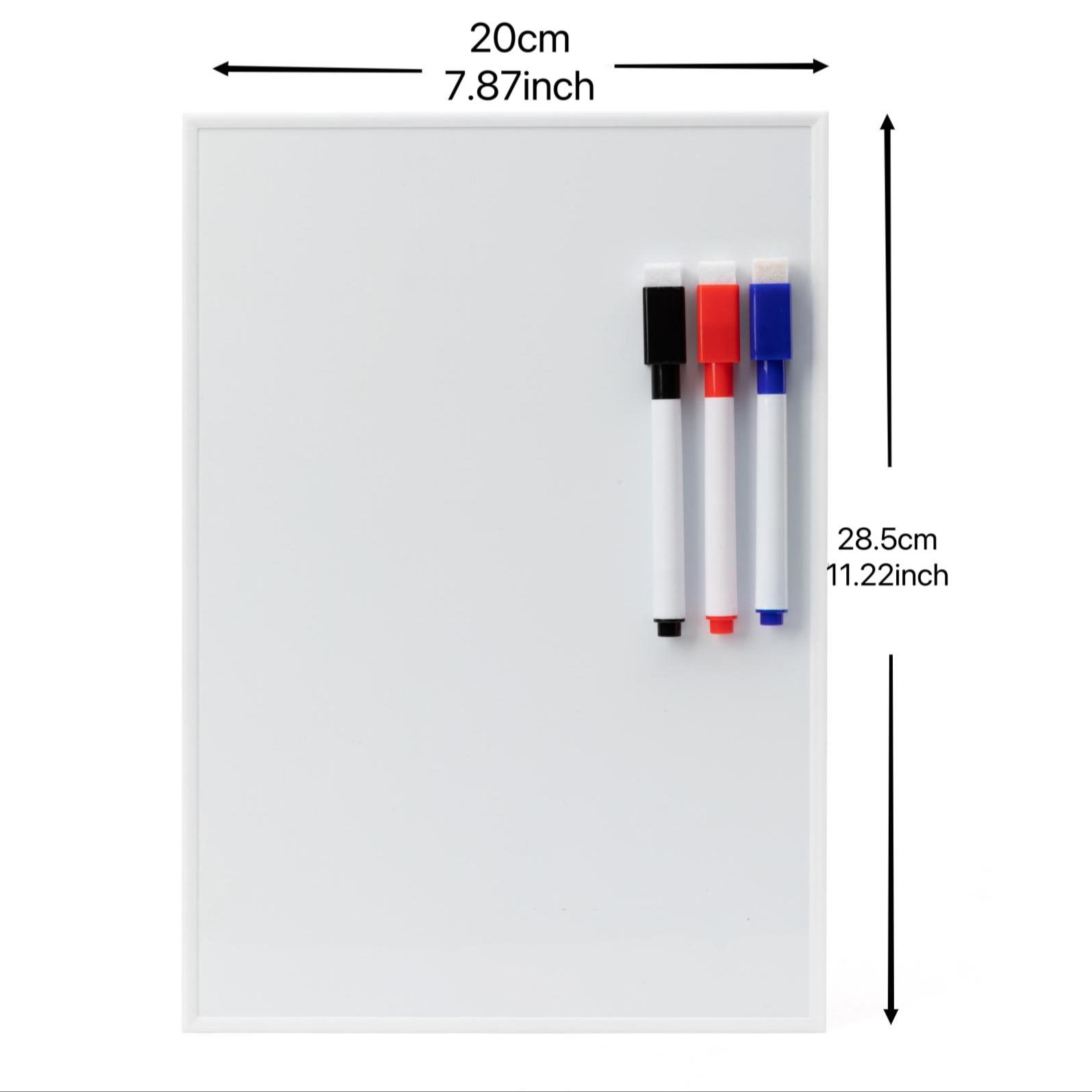 A4 Size Dry Erase Organizing Whiteboard, Magnetic White Board with 3 Dry Erase Marker Pens, Office Presentation Supplies