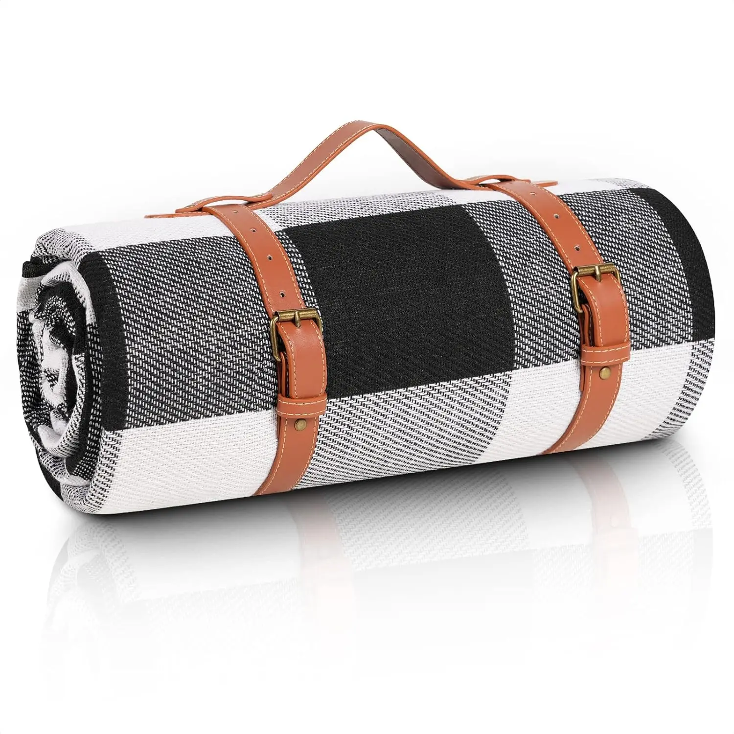 sapsisel 80”x 80” Picnic Blanket Extra Large, Waterproof and Foldable Beach Blanket, 3-Layer Outdoor Blanket for 6 to 8 Adults, for Camping, Park, Beach, Grass, Indoors…