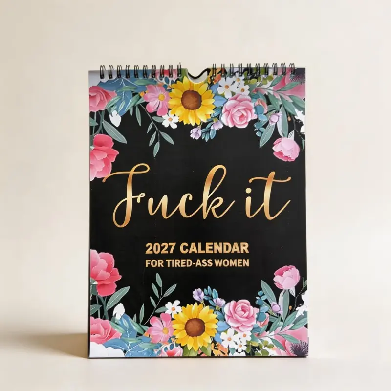 2027 Floral Funny Quotes Wall Calendar, Coil Hanging Monthly Calendar, Stress Relief Fun Desktop Calendar, Creative Gift for Women, Home Decor