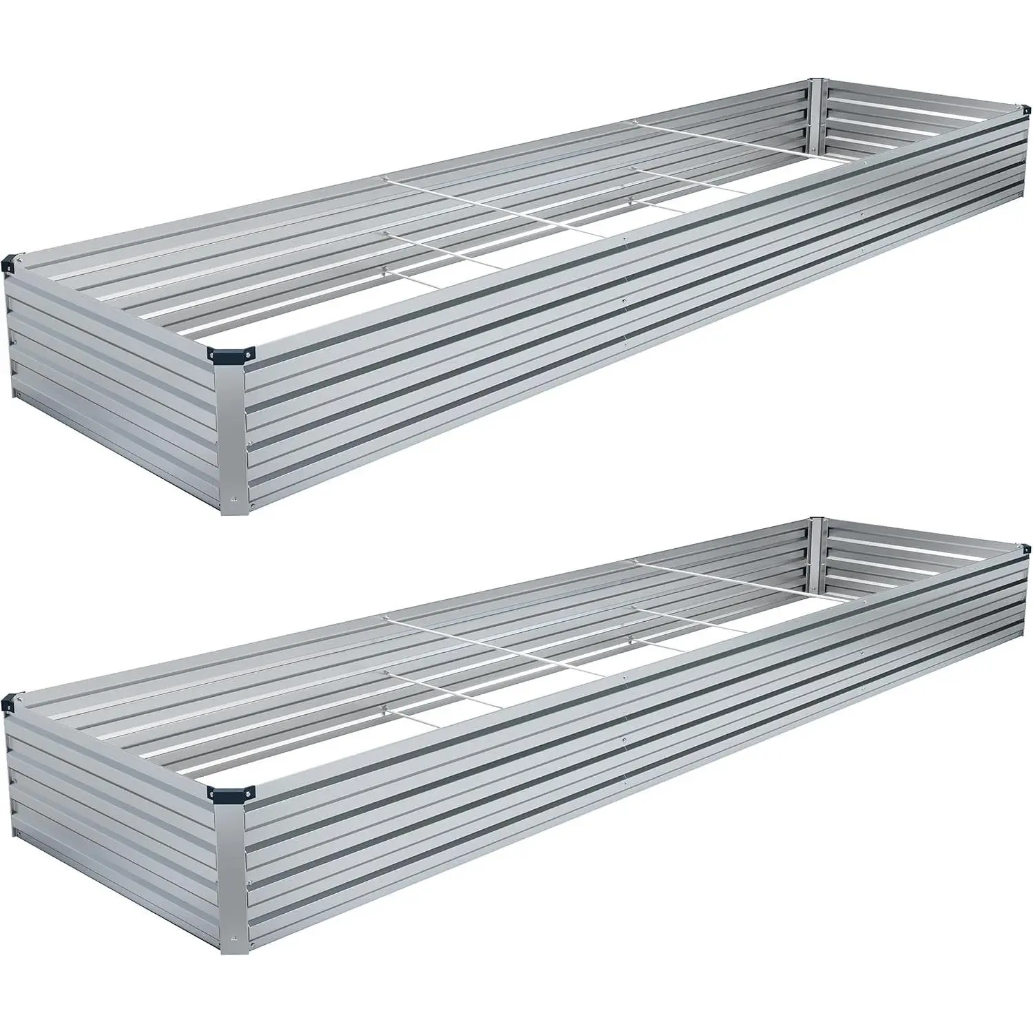 2PCS 12x4x1FT Galvanized Raised Garden Bed Kit,Vegetable Boxes-Rectangle Metal Flower Box,Large Planter Raised Beds Outdoor Garden for Planting,Fruit,Herb-Silver