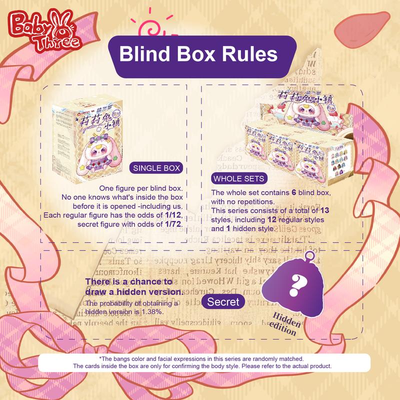 Baby Three Lily Rabbit Town V4 Plush Blind Box,12 Routine +1 Hidden Edition,Soft Cute Bunny Doll,Kawaii Girlish Toy,Mystery Box Unboxing,Trendy Collectible