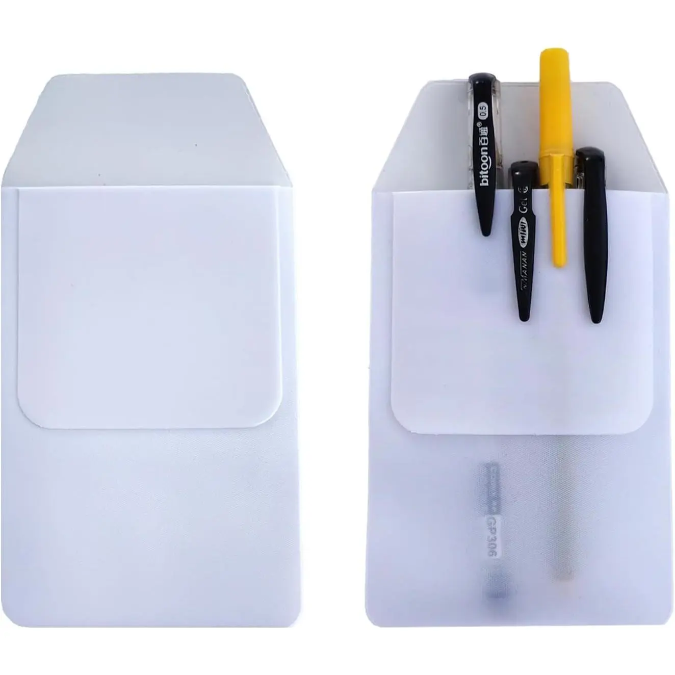 Pack of 10 Pocket Protectors, Heavy PVC Pen Holder Pouch, Pocket Pen Leak protector for  School Office Supplies (White)