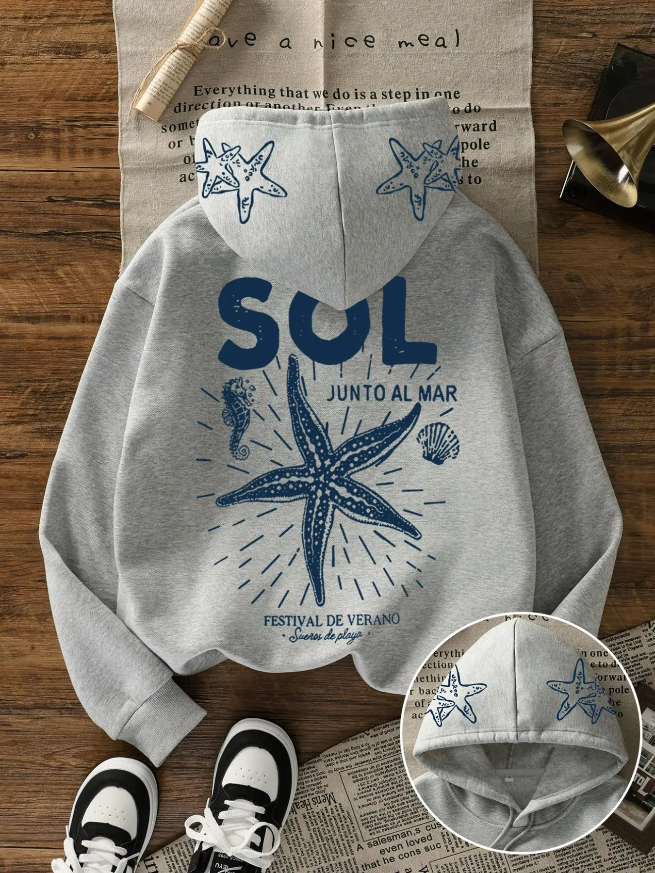 Women's Casual Loose Fit Star Pattern Hoodie, Long Sleeve Fall Winter Sweatshirt, Butterfly Print, Large Pockets, Daily Wear