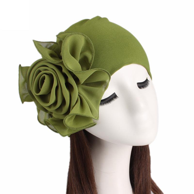 Double Layer Big Flower Turban Hat, Ethnic African Hair Bonnet