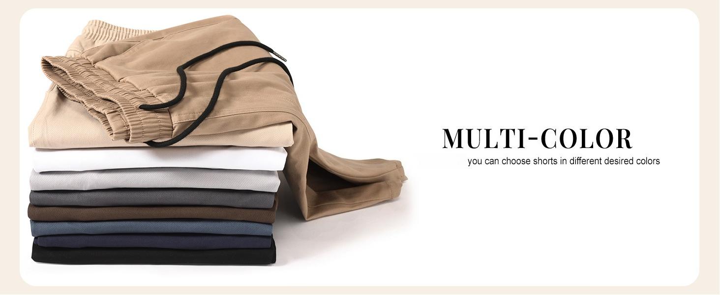 Good osierds Men's Casual Chino Shorts 9" Inseam Cotton Drawstring Summer Beach Shorts Comfy Elastic Waist Daily Loungewear Essential with Pockets