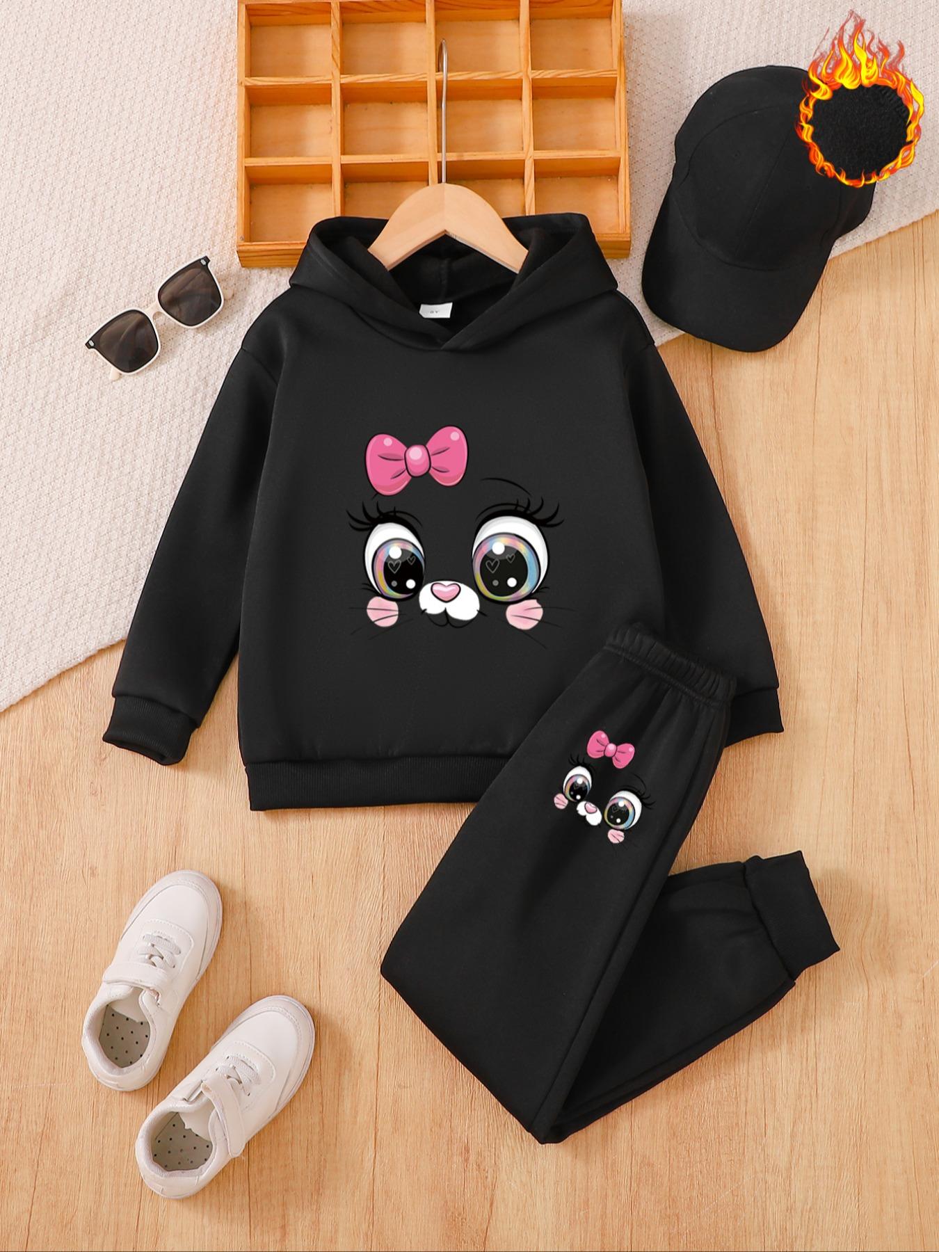 Girls' Long Sleeve One-Piece Jumpsuit, Casual Fitted Design, Thick Fabric for Fall & Winter, Comfortable Kids Clothing, Girlclothes, Hoodies