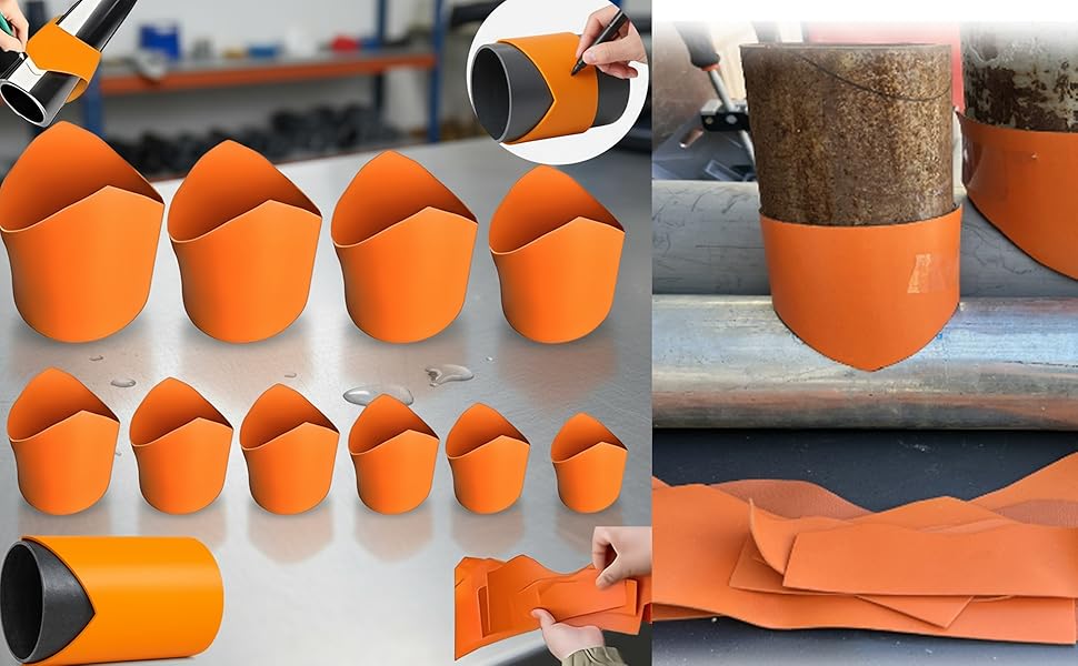 10 Pcs Pipe Cutting Guide, 3/4″–8″ Pipe Saddle Template for Plumbing Installation,Pipe Saddle Tool with DIY Projects