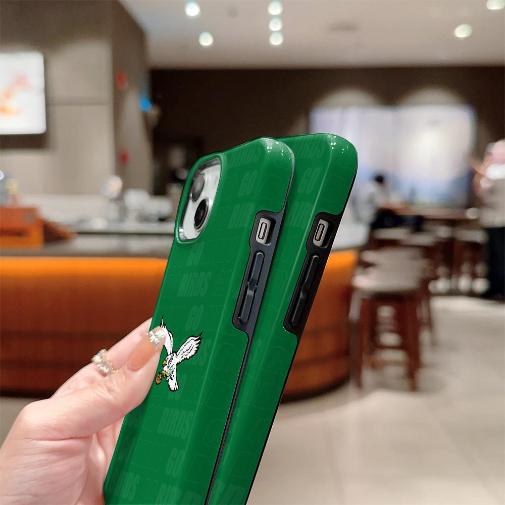 Go Eagles Football Phone Case , Shockproof Rugged Cover Dual Layer Soft TPU Hard Bumper Hard Shell for iPhone 11 12 13 14 15 16 17 Pro Max Plus Air X XR 7 8 XSMAX