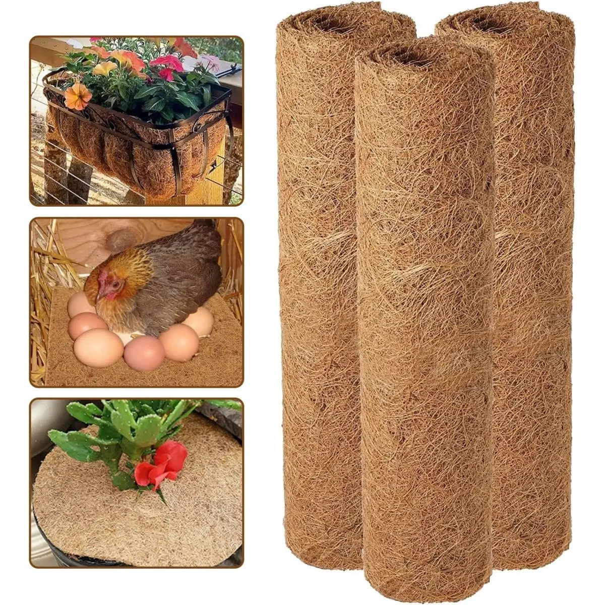 Garden Coconut Mat, Flower Pot Weed & Dust Barrier, Round Sturdy Palm Leaf Piece, Durable Planting Protection, Ideal for Gardening