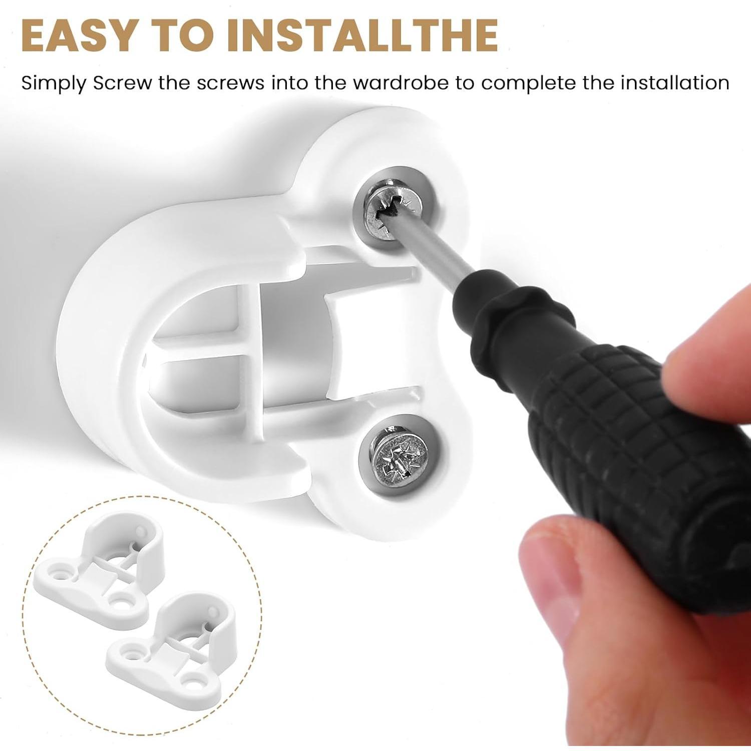 4 Pack White Replacement Brackets Closet Replacement Brackets Kit Rail Holders Compatible with IKEA Pax Komplement Closet System