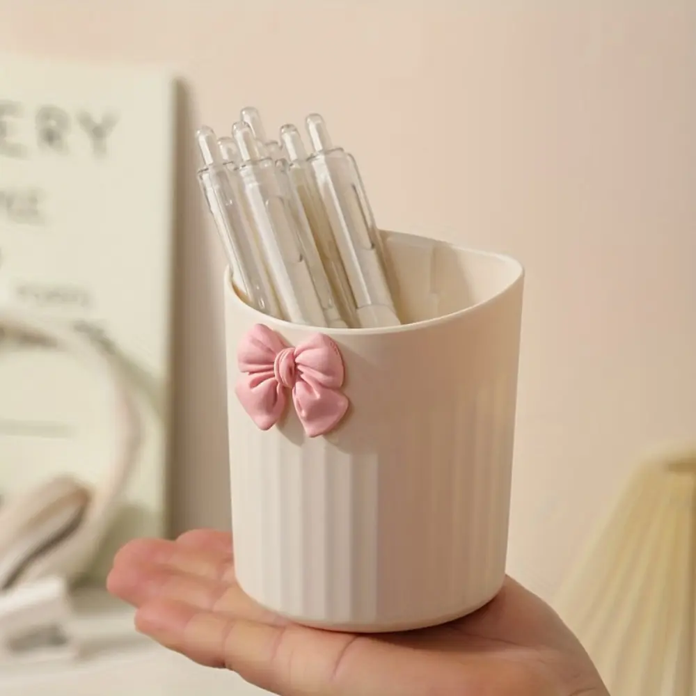 1pc Pink Bow Wall-Mounted Storage Box - No-Drill, Space-Saving Organizer Toothbrush Holders Wall Mounted With Cover for Toothbrushes, Makeup Brushes, Pens & More - Chic Home Decor Essential, Decorative Storage | Stylish Storage | Plastic Storage Box