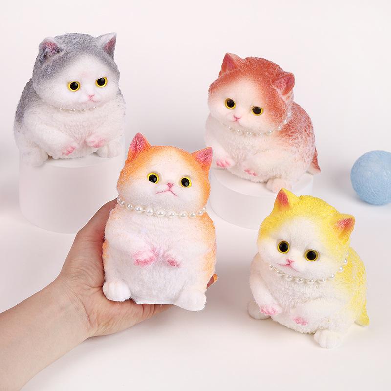 Super cute chubby cat figurine, high-quality handmade realistic figurine, stress-relieving toy. Relief Glutinous Rice Cake