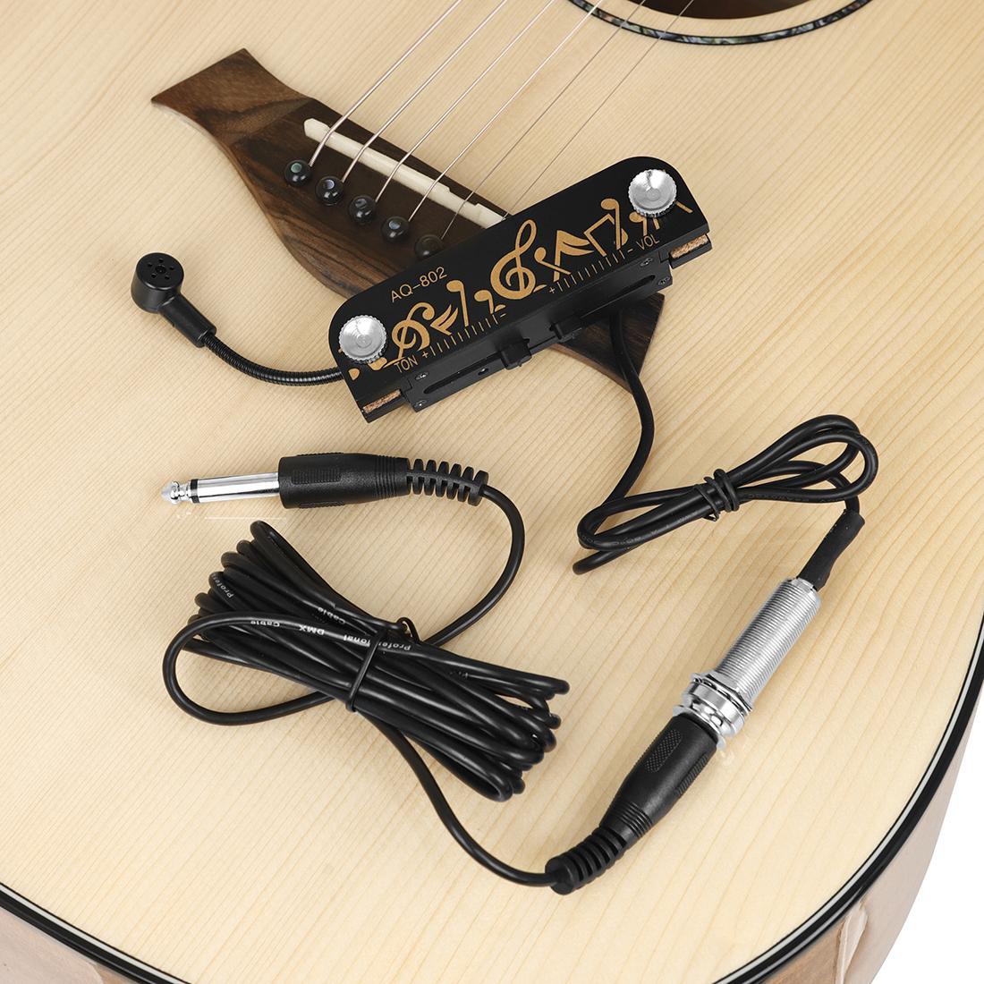 Portable Acoustic Guitar Pickup Magnetic Transducer with Connection Cable Guitar Parts & Accessories