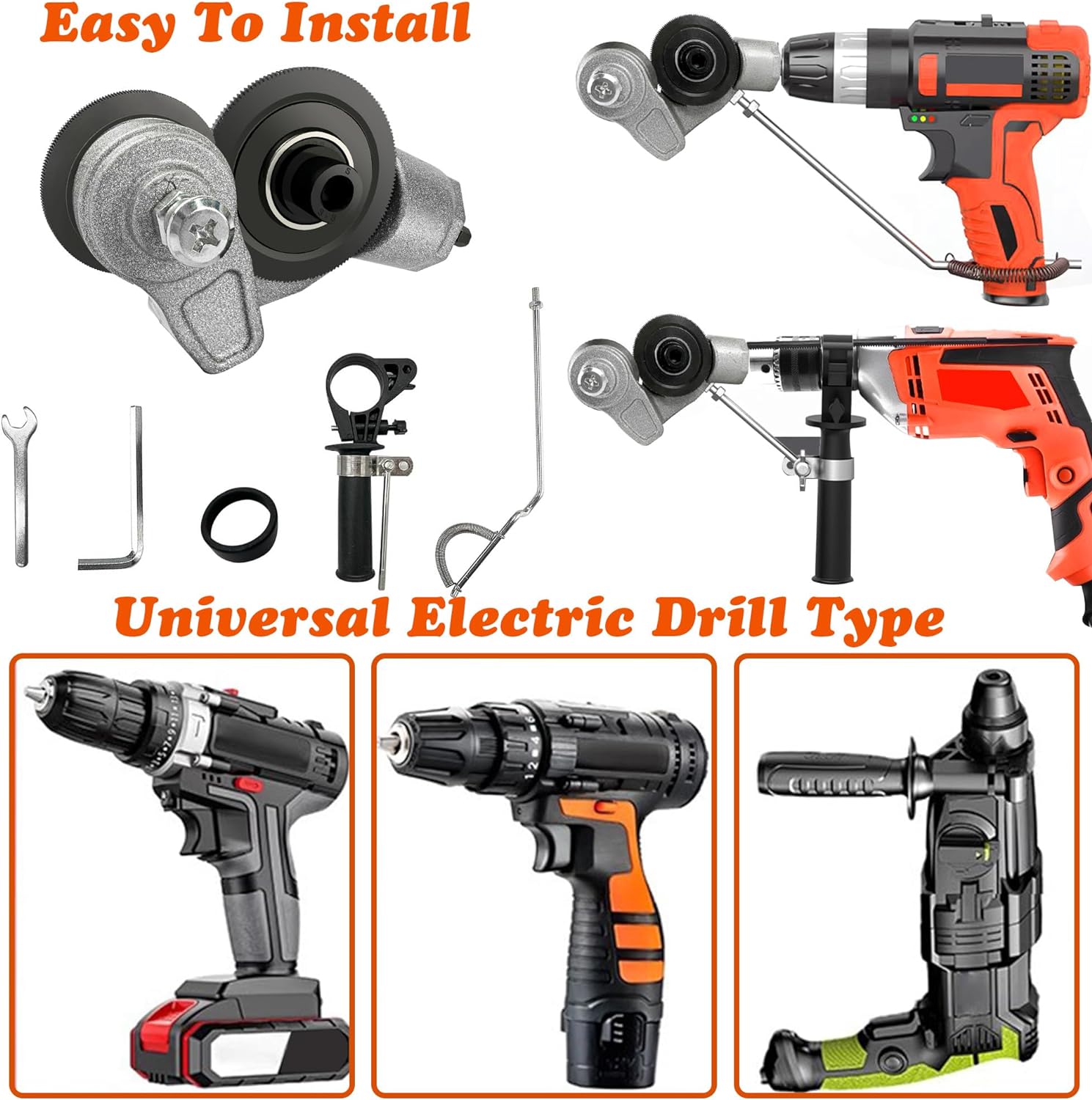Sheet Metal Cutter Drill Attachment, Electric Drill Shears, Metal Nibbler Drill Attachment for Cutting Iron, White Sheet, Steel, Copper, Aluminum, Metal, Universal Sheet Metal Cutter Drill Attachment, Electric Drill Shears, Metal Nibbler Drill Attachment for Cutting Iron, White Sheet, Steel, Copper, Aluminum, Metal, Universal