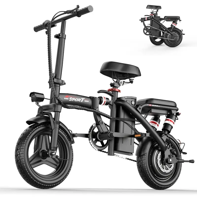 Z8 Electric Bike| Peak 1200W| 25MPH| 14" Pneumatic Tires| 22-40 Mile Range l Rear Disc Brake l Foldable l Two Seats
