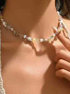Elegant Handmade Shell Necklace for Women, Natural Stone & Seashell Design, Versatile Lockbone Chain, Perfect for Any Occasion