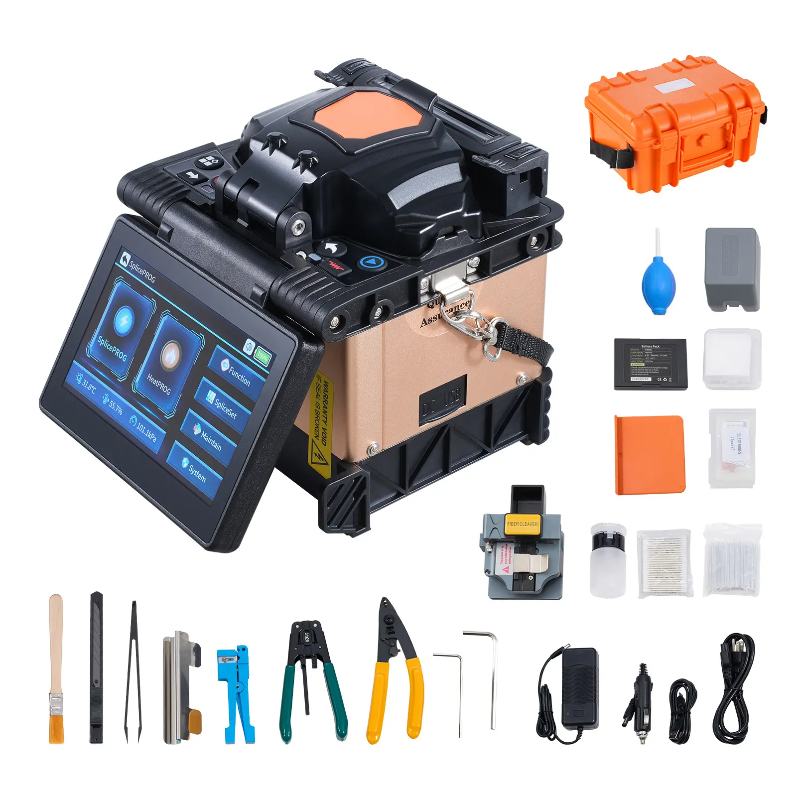Fiber Fusion Splicer 4 Motors, 7800 MAh Battery Capacity, Sturdy and Durable, High Splicing Efficiency