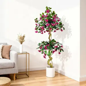 150cm Large Artificial Bougainvillea Tree, Faux Olive or Bay Tree in Planter, Realistic Fake Plant for Home, Office, Wedding, Christmas Decor - Indoor Outdoor