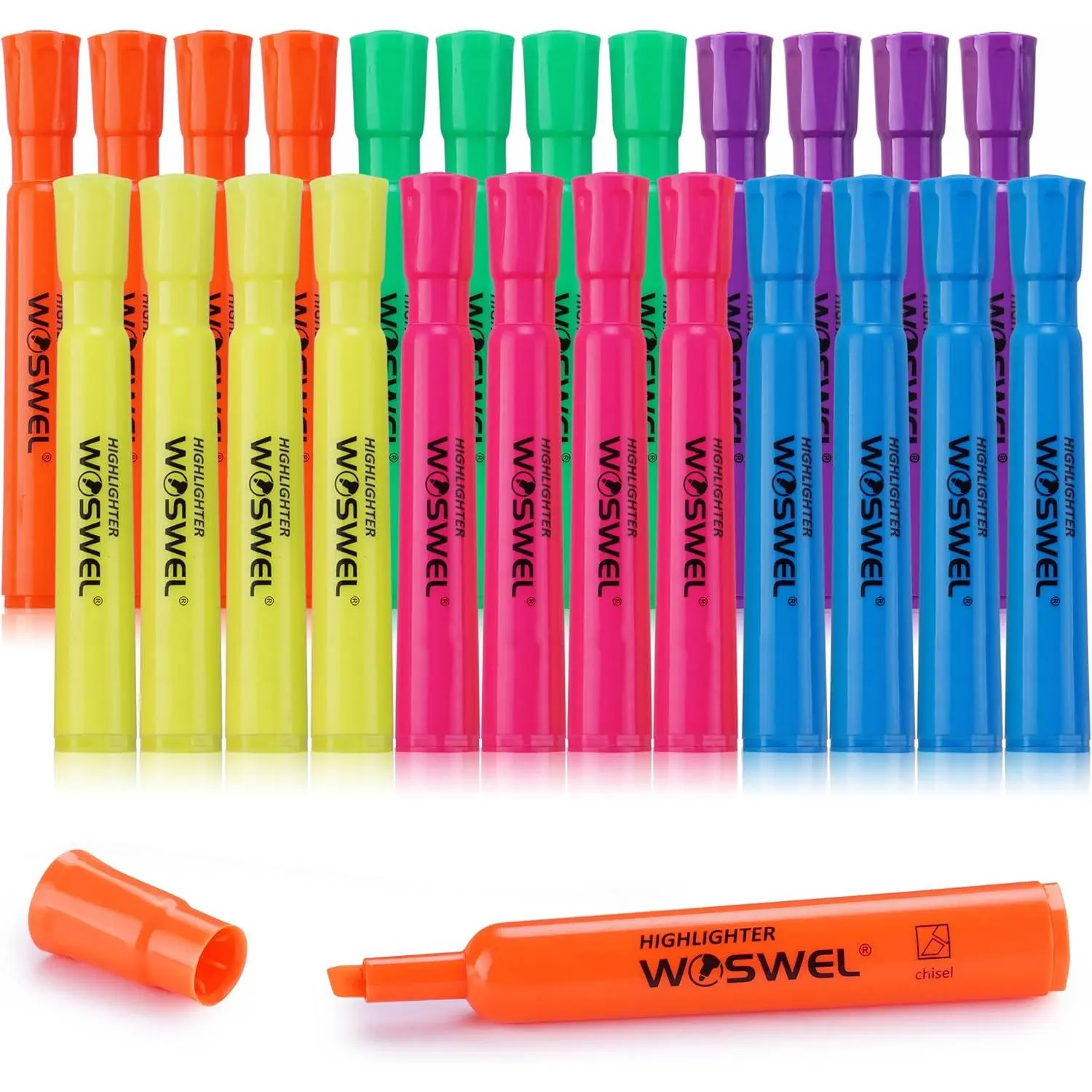 Highlighters Bulk, 24 Pack  Style Highlighters  Fluorescent Colors Set, 6 Bright Colors Chisel Tip Highlighter Markers for  and Adult Coloring, Highlighting as School Supplies