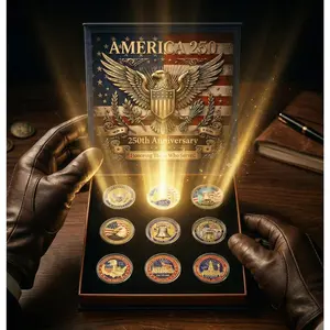 9PCS USA 250th Anniversary Collectible Coins Eagle Decoration Set with Premium Gift Box, 2026 Patriotic Gifting Item for Veterans (Toys & Hobbies Novelty) summerwins,summerwins
