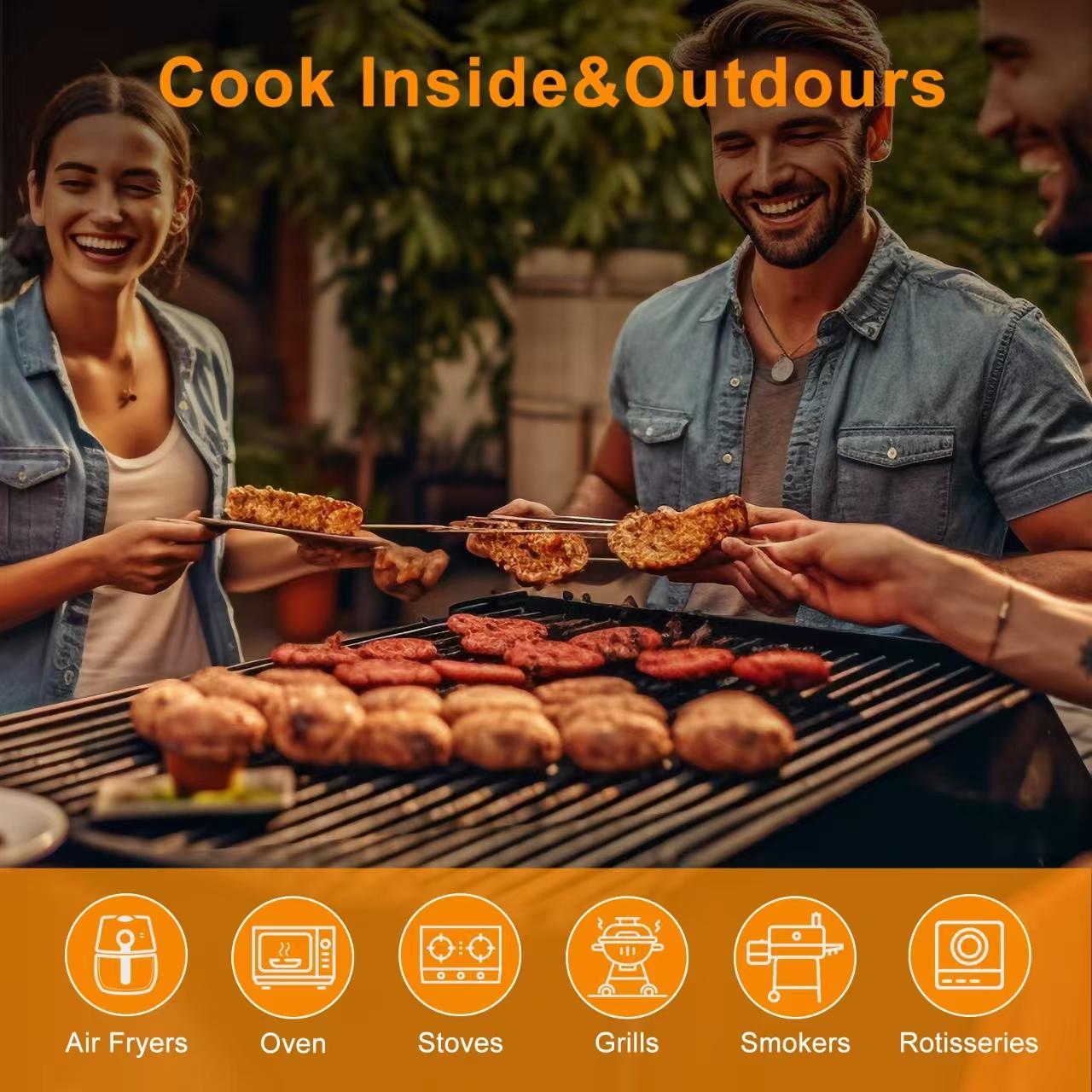 Wireless Meat Thermometer, 1 Box Smart Digital Cooking Thermometer with Wireless Probe, Bluetooth-compatible Food Thermometer for BBQ, Oven