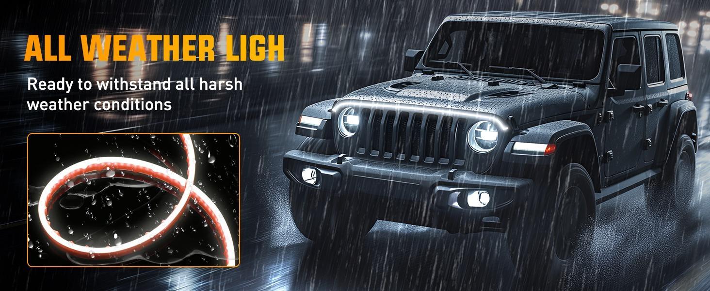 Nilight LED Hood Light Strip, 70Inch Flexible Car Hood Light Waterproof Dynamic Startup Daytime Running Light for Cars, SUVs, Trucks, White