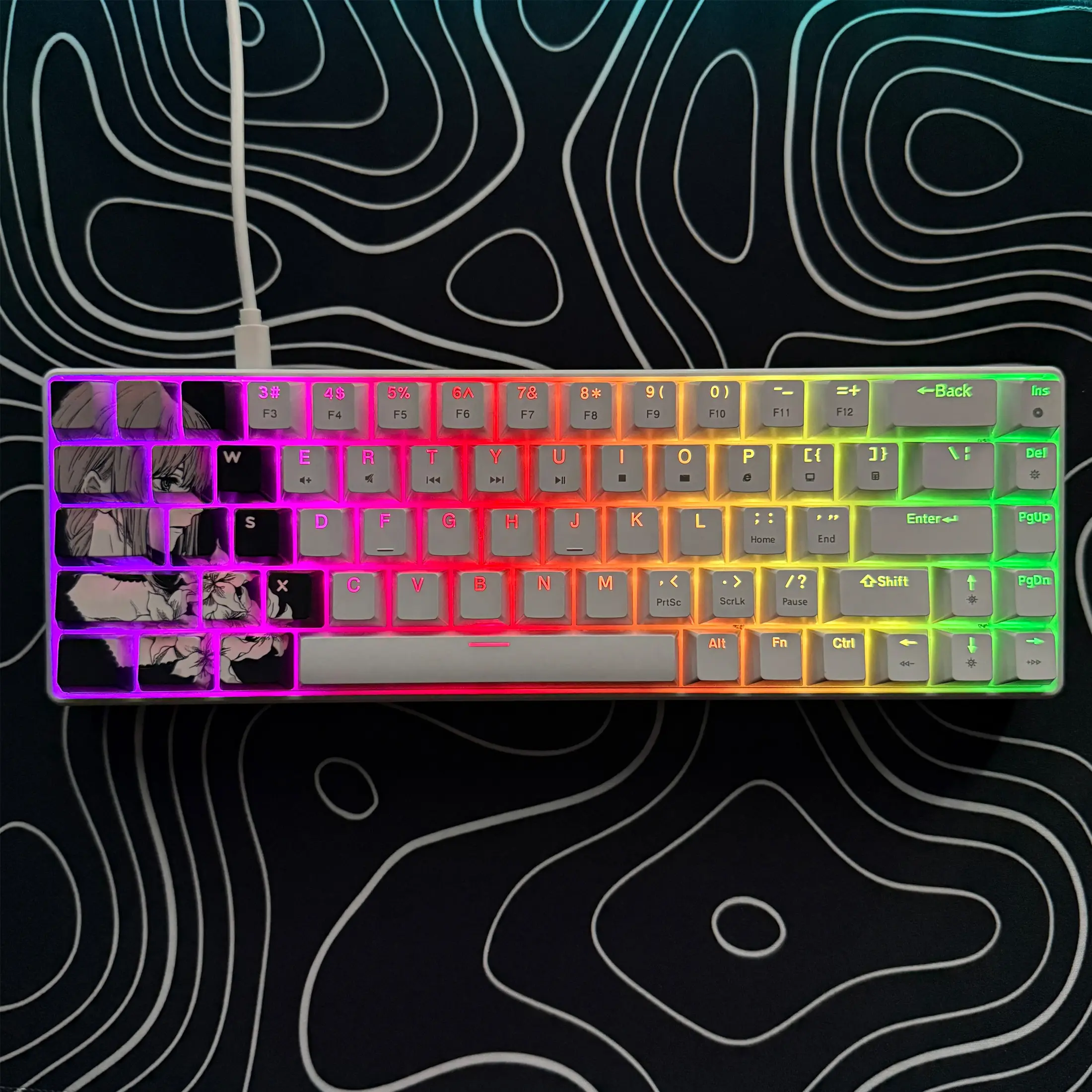 Gaming Mechanical Keyboard, Wired RGB Backlit Mini Keyboard, Ultra-Compact Anti-Ghosting 68 Keys, for PC Laptop Windows Gamer