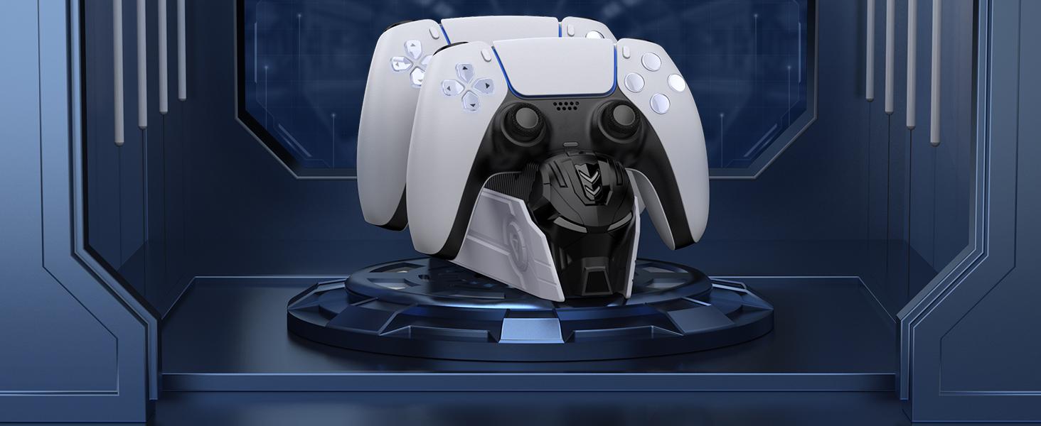 BEBONCOOL PS5 Controller Charger Station for Playstation 5 Dualsense Controllers: Fast PS5 Dual Controller Stand Charger Dock-LED PS5 Controller Charging Station Accessories for Playstation 5 Storage Kit