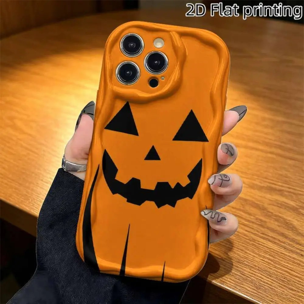 Mobile phone case: 1. Halloween pumpkin face pattern design mobile phone case, 2D flat design, thickened anti-drop mobile phone case, suitable for iPhone 17 Pro Max, Samsung Galaxy mobile phone case, compatible