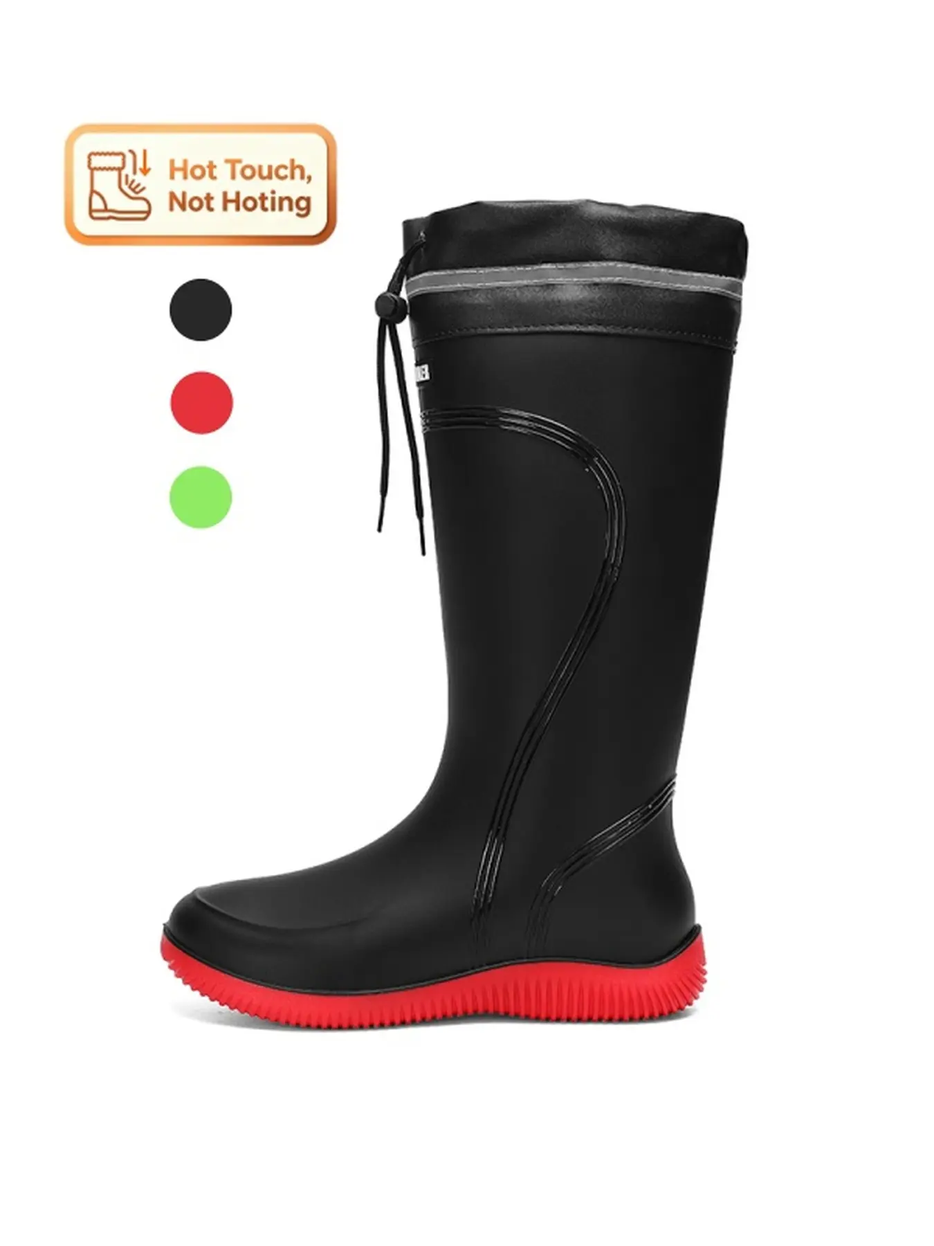 unisex fleece lined high rain boots warm waterproof shoes non slip wear resistant cuff closure wellies for outdoor work rainy days Footwear