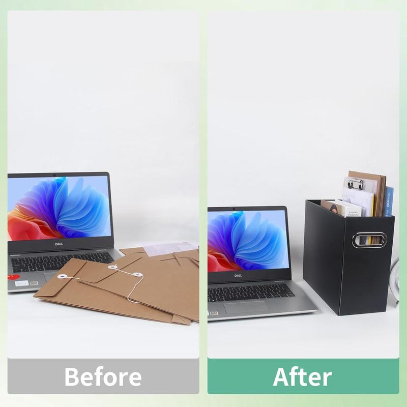 Collapsible File Organizer Box with Handles, 12.2 x 5.11 x 9.84 Inches, Portable Filing Storage Box for Home & Office, Letter Size Documents, Black Collapsible File Organizer Box with Handles, 12.2 x 5.11 x 9.84 Inches, Portable Filing Storage Box for Home & Office, Letter Size Documents, Black