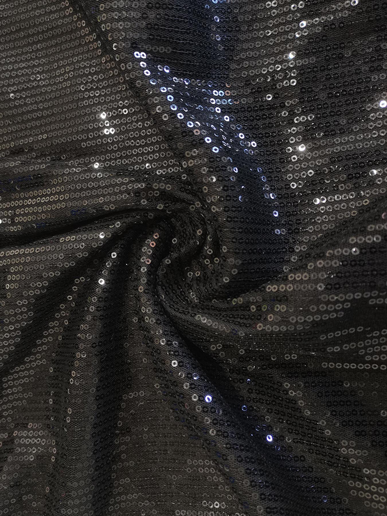 Plus Size Glitter Sequin Drop Shoulder Shirt Dress, Elegant Long Sleeve Button Front Dress for Spring & Fall, Women's Clothes for Party Holiday Vacation